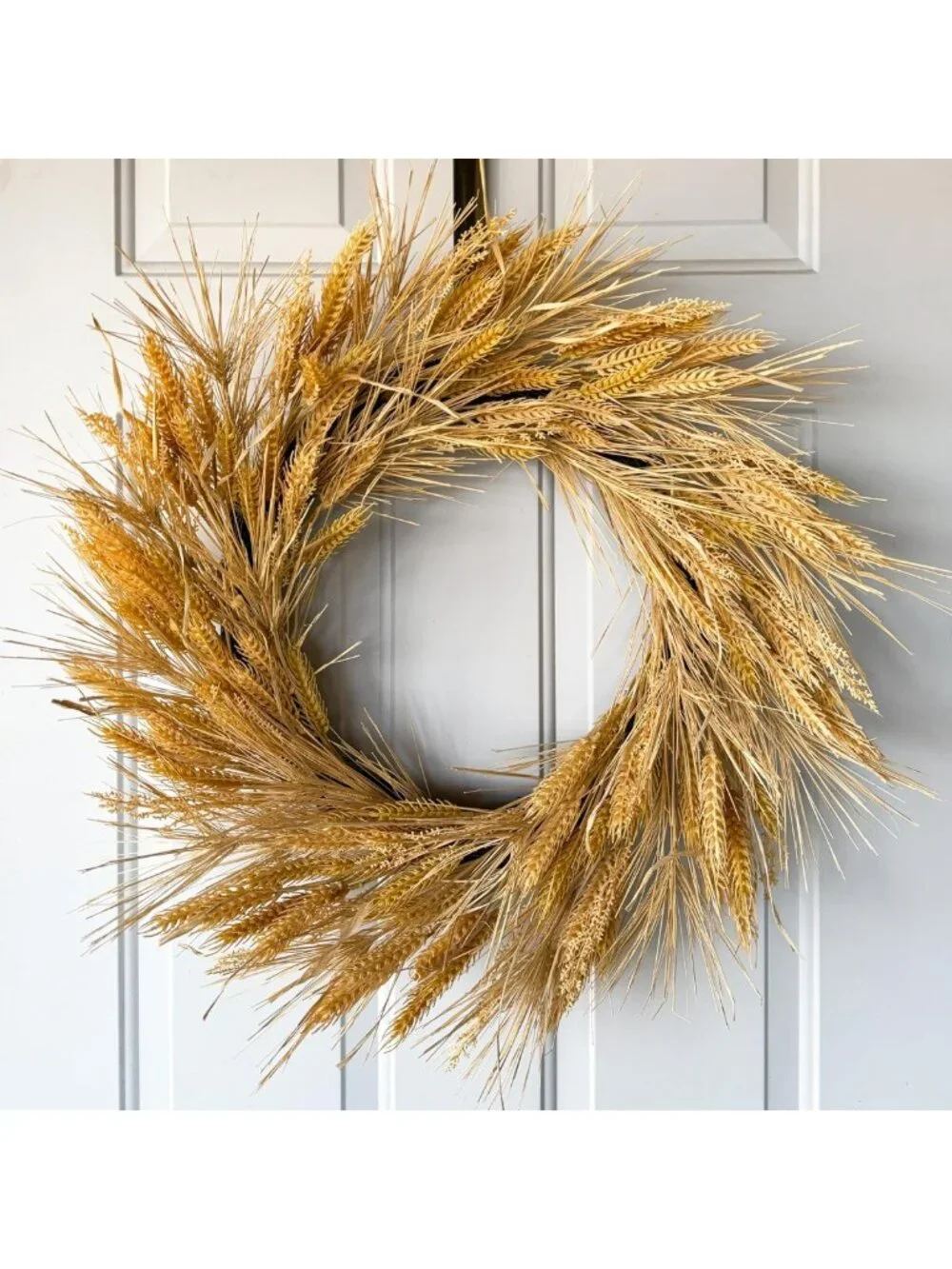 26-Inch Faux Harvest Wheat Wreath for Front Door - Large Summer & Fall Decor